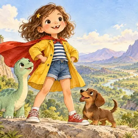 Mia, one of our sample heroes, painted in the Watercolor style